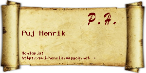 Puj Henrik névjegykártya